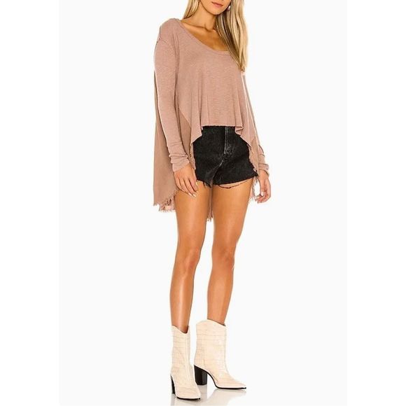 Free People Tops - Free People We the Free Special Tee Medium Choco Latte Thermal Boho Oversized